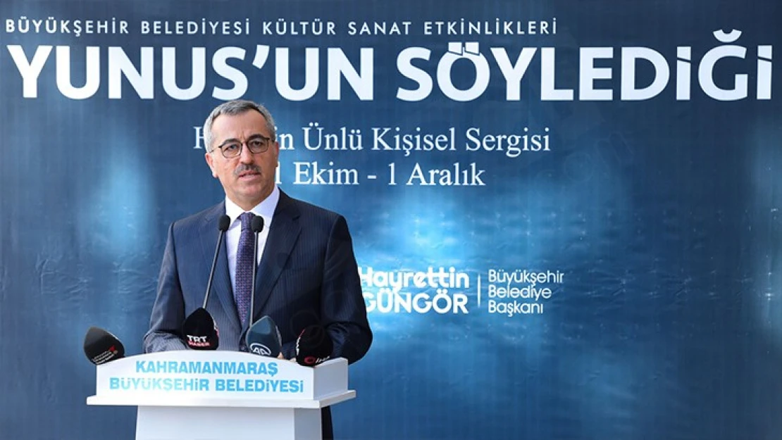 Yunus'un şiirlerini anlatan tablolar 2021 UNESCO Yunus Emre Yılı kapsamında Kahramanmaraş'ta