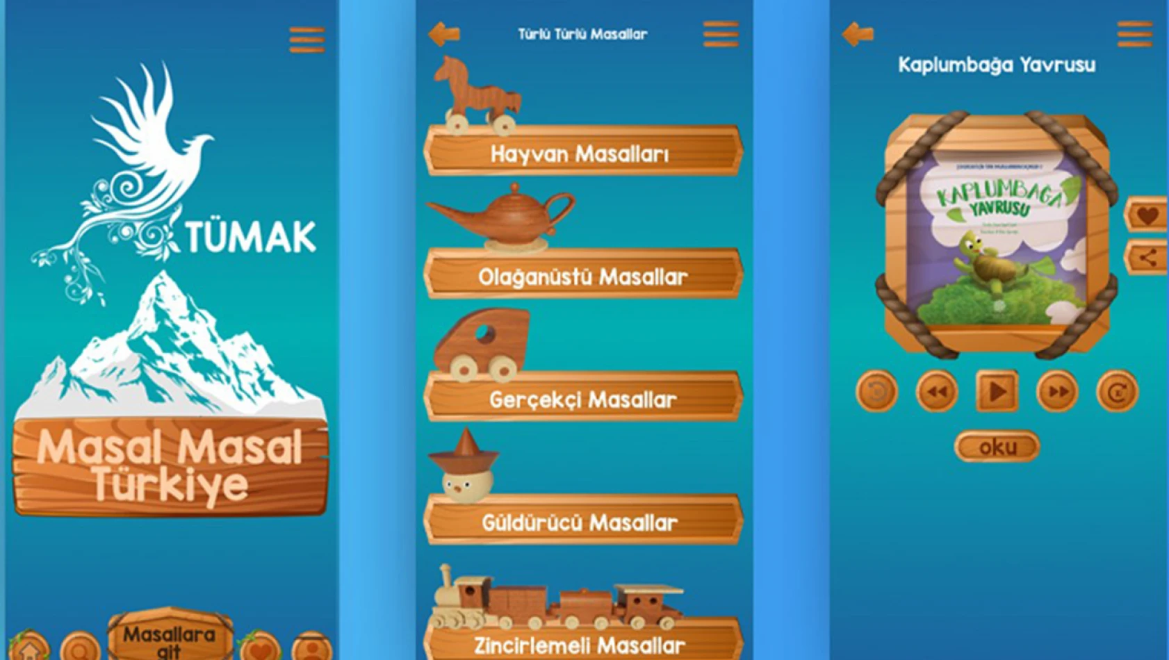 Çocuklara özel masal uygulaması mobil uygulamada