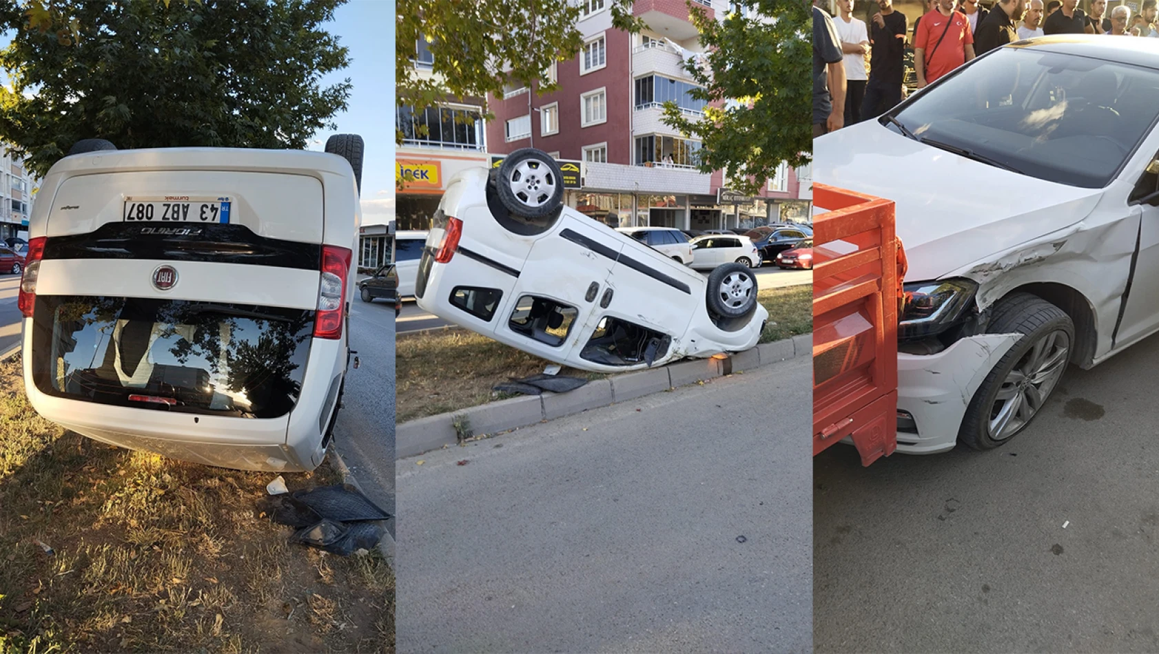 Takla atan araçtan yaralı kurtuldular