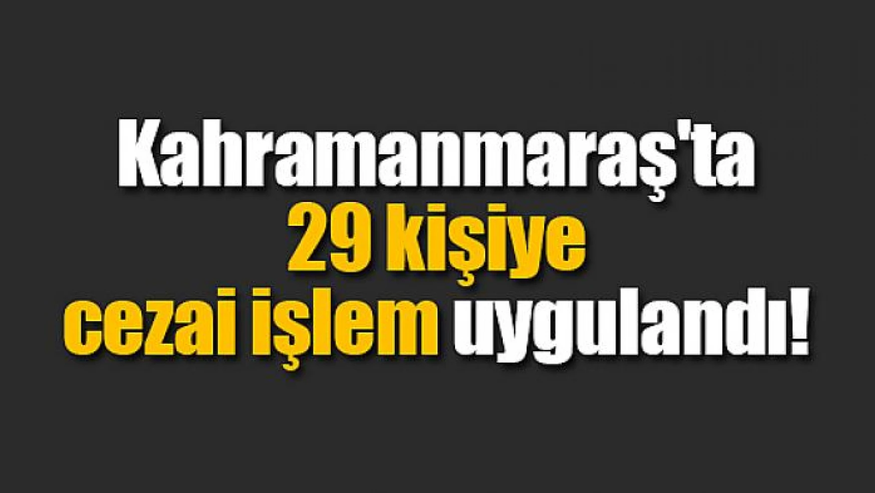 Kahramanmaraş'ta 29 kişiye cezai işlem uygulandı