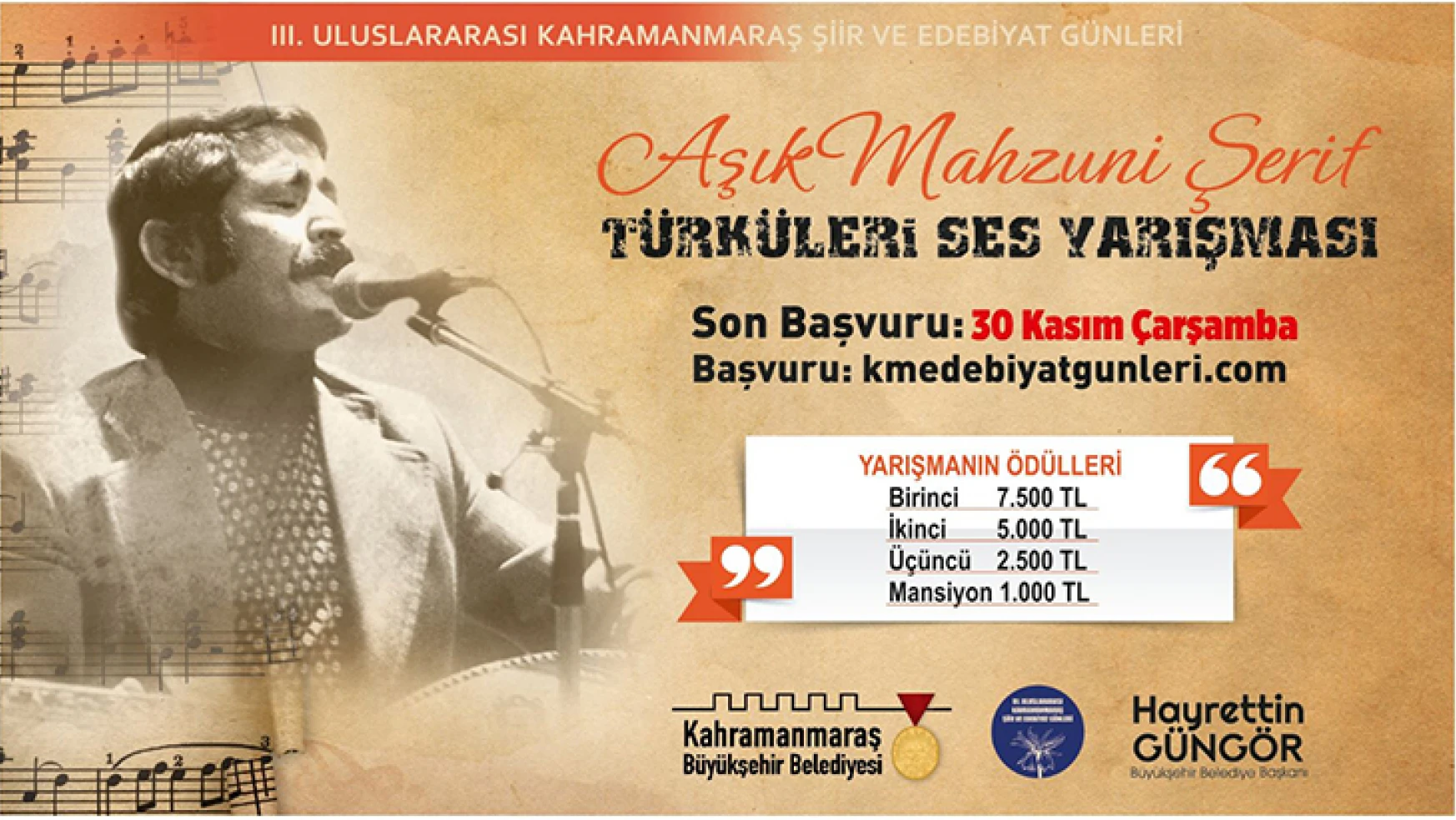 Âşık Mahzuni Şerif Türküleri Ses Yarışması'nda başvuru süresi uzatıldı