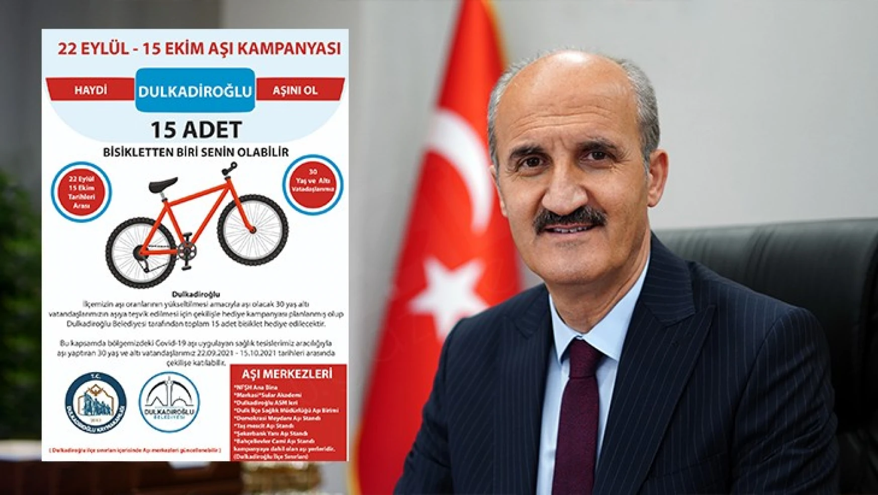 Dulkadiroğlu'ndan aşı kampanyası: 15 kişiye bisiklet hediye