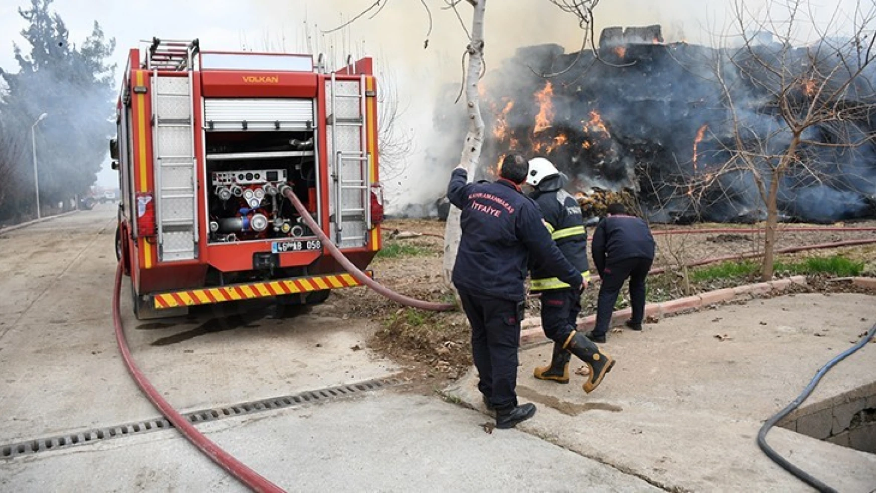 Kahramanmaraş'ta bir çiftlikte yangın çıktı