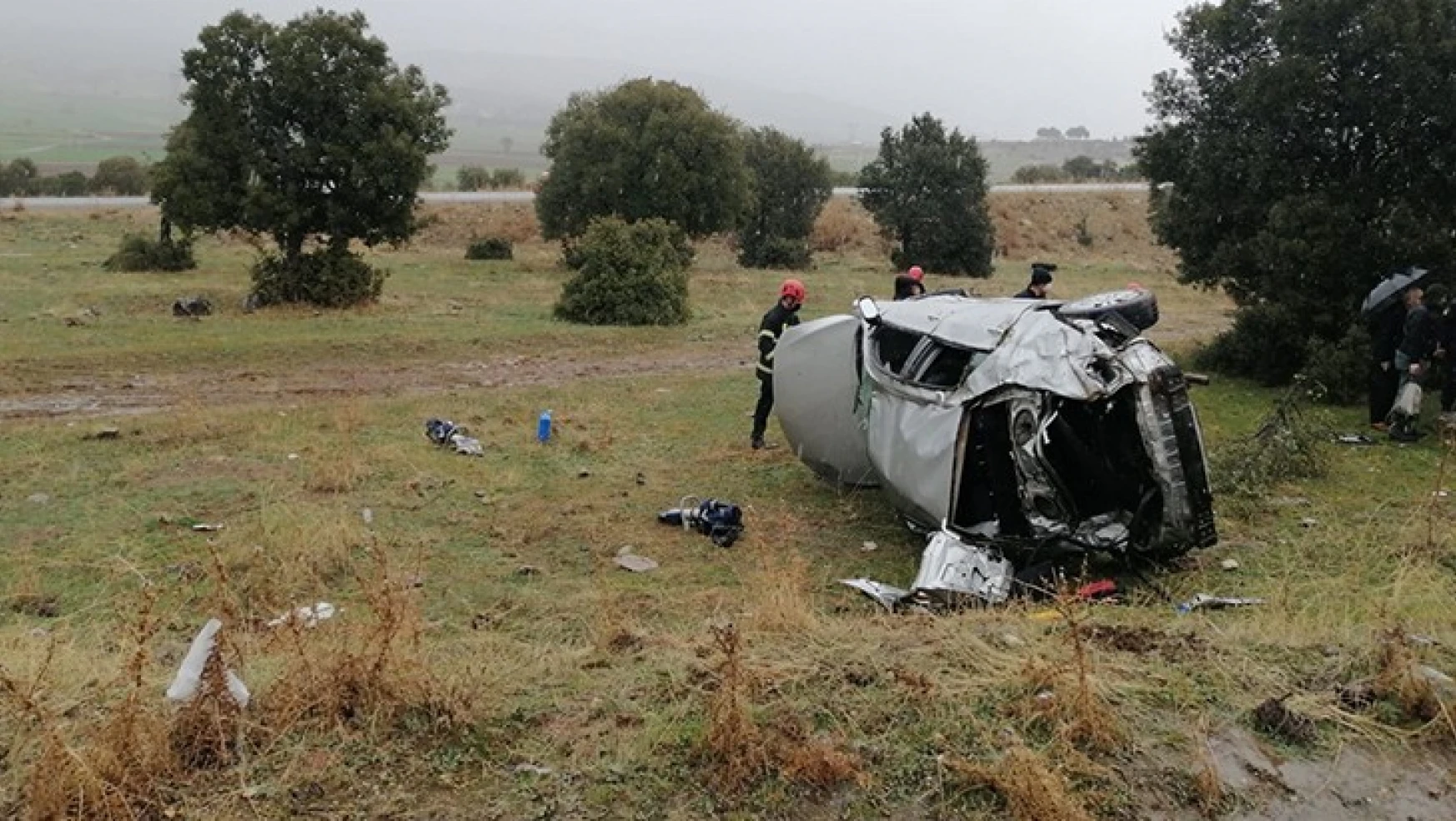 Kahramanmaraş'taki kazada otomobil takla attı