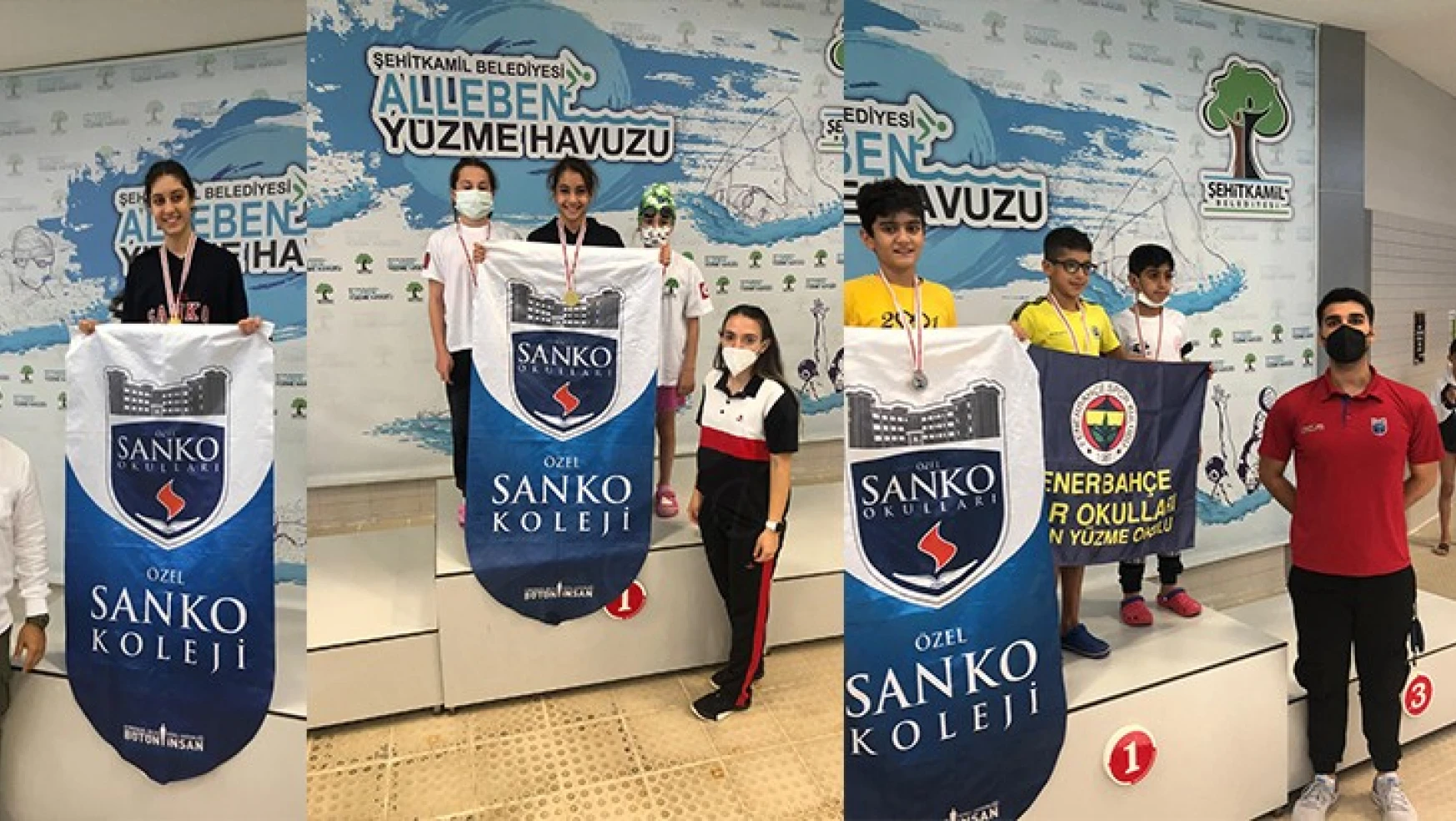 SANKO Okulları yüzmede 16 madalya ve bir kupa kazandı