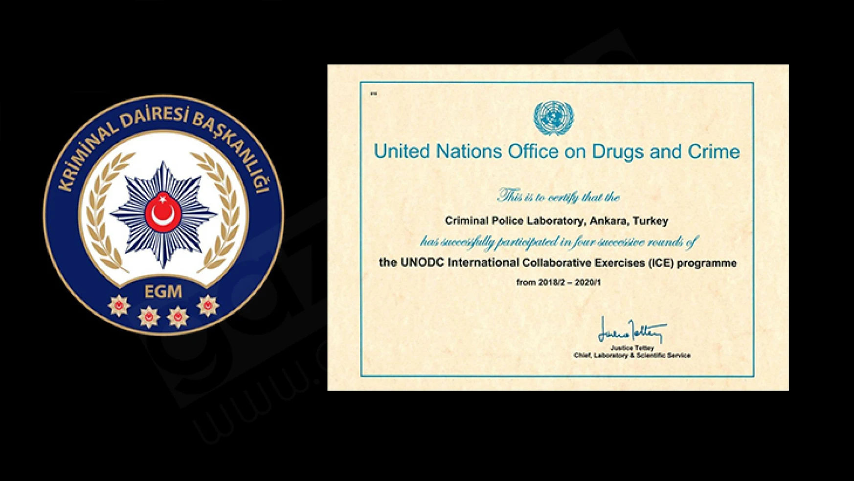 UNODC, Kriminal Daire Başkanlığı'na teşekkür belgesi verdi