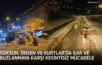 Göksun, Önsen ve Kurtlar'da kar ve buzlanmaya karşı kesintisiz mücadele
