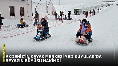 Akdeniz'in kayak merkezi Yedikuyular'da beyazın büyüsü hakimdi