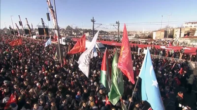 Filistin'e destek için yüz binler Galata Köprüsü'nde buluştu