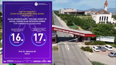 Kahramanmaraş Sütçü İmam Üniversitesi iki kategoride ilk 20'de