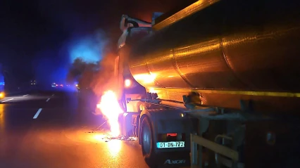 Seyir halindeki tankerde başlayan yangın ormanlık alana sıçradı