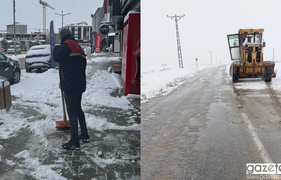 Afşin, Elbistan, Ekinözü ve Nurhak'ta kar küreme çalışması aralıksız devam ediyor
