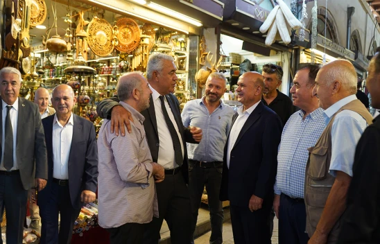 Binici ve Kuybu, Kapalı Çarşı'da el ele, esnaf için güçlü mesaj