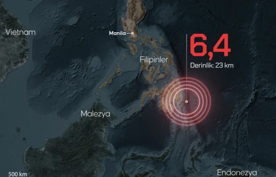 Filipinler'de 6,4 büyüklüğünde deprem