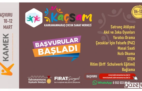 Kahramanmaraş Çocuk Sanat Merkezi'ne ücretsiz kayıtlar için son iki gün