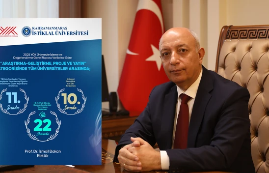 Kahramanmaraş İstiklal Üniversitesi iki kategoride Türkiye'de ilk 20'de