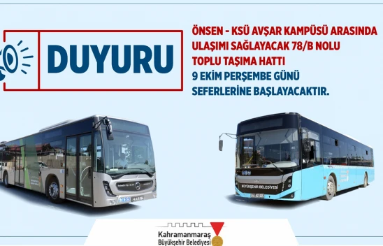 Kahramanmaraş şehir içi toplu taşımaya yeni hat