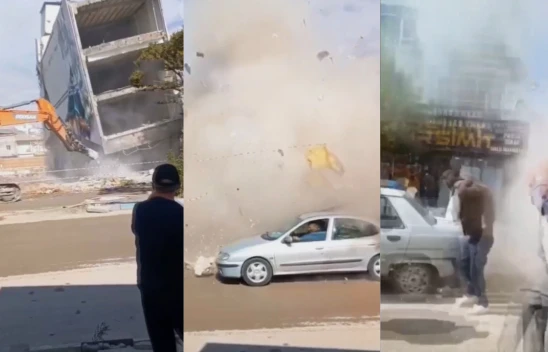 Kahramanmaraş'ta devrilen bina korku dolu anlara neden oldu