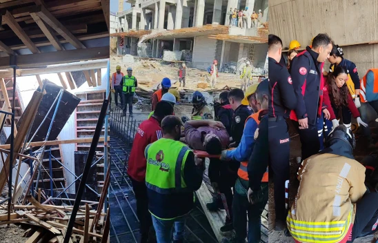 Kahramanmaraş'ta inşaatta iskele çöktü! 1 işçi yaralandı