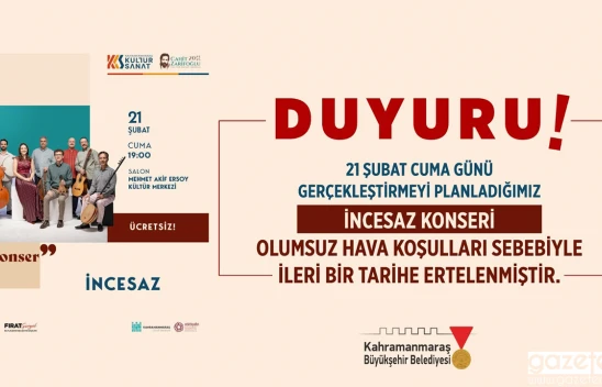 Kahramanmaraş'ta konserler iptal edildi