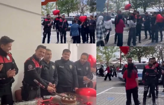 Kahramanmaraş'ta öğrencilerden polislere sürpriz kutlama