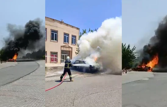 Kahramanmaraş'ta park halindeki araç alev alev yandı