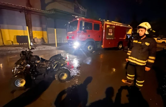 Kahramanmaraş'ta seyir halindeki ATV alev aldı