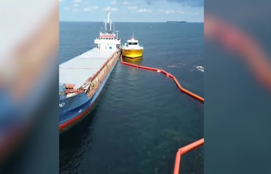 Karaya oturan geminin yakıtı tahliye edildi