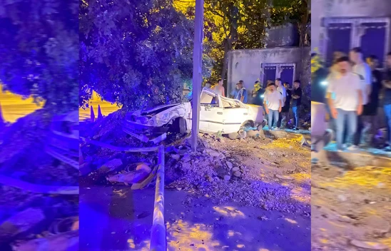 Tabela direğine çarpan otomobilin sürücüsü öldü