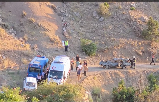 Uçuruma yuvarlanan otomobildeki 1 kişi öldü, 7 kişi yaralandı