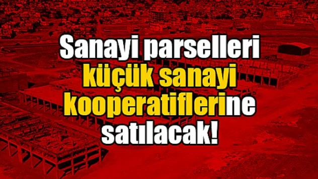 Sanayi parselleri küçük sanayi kooperatiflerine satılacak!