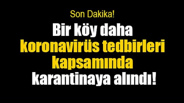 Bir köy daha koronavirüs tedbirleri kapsamında karantinaya alındı!