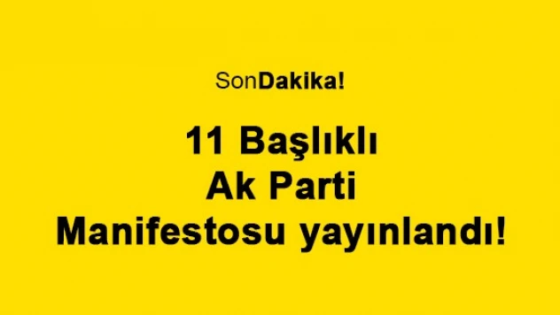 11 Başlıklı Ak Parti Manifestosu yayınlandı!