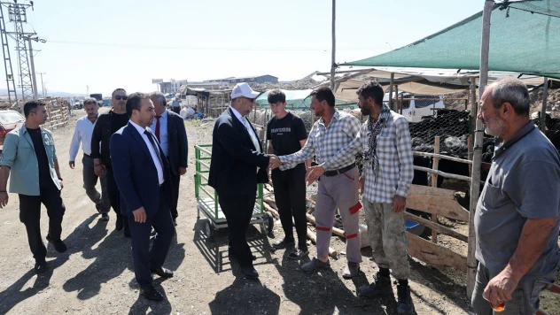 Başkan Akpınar, geçici hayvan satış noktasını ziyaret etti