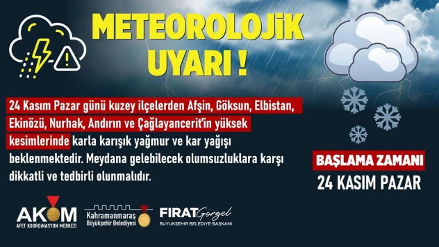 Kahramanmaraş için bir uyarıda AKOM'dan