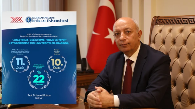 Kahramanmaraş İstiklal Üniversitesi iki kategoride Türkiye'de ilk 20'de