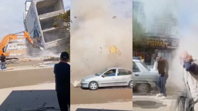 Kahramanmaraş'ta devrilen bina korku dolu anlara neden oldu