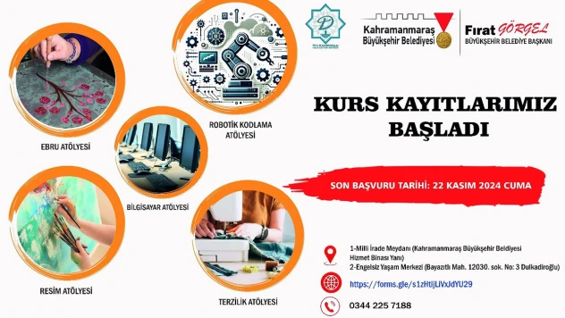 Kahramanmaraş'ta düzenlenecek kurslara özel katılımcılar bekleniyor