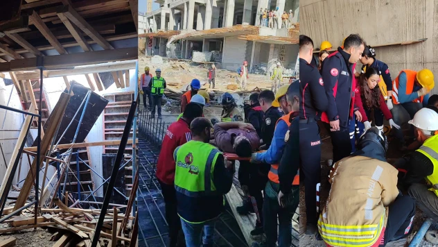 Kahramanmaraş'ta inşaatta iskele çöktü! 1 işçi yaralandı