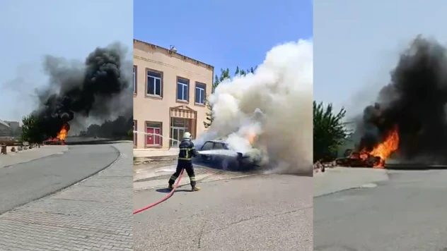 Kahramanmaraş'ta park halindeki araç alev alev yandı