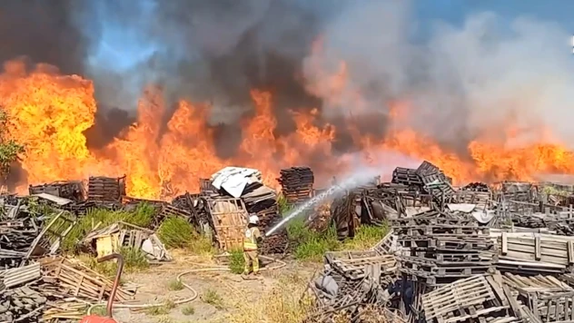 Palet fabrikasında yangın