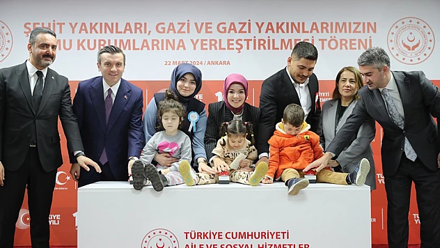 Şehit yakını, gazi ve gazi yakınları, kamu kurum ve kuruluşlarına yerleştirildi