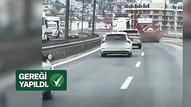 Sol şeridi işgal eden tır sürücüsüne gereği yapıldı