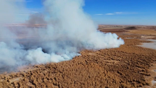 Tamamen kuruyan Gökgöl sazlıkları 3 gündür yanıyor
