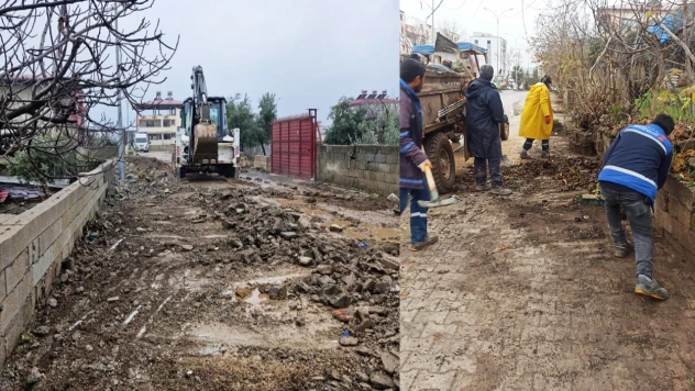 Türkoğlu'nun sokakları hafriyat atıklarından temizleniyor