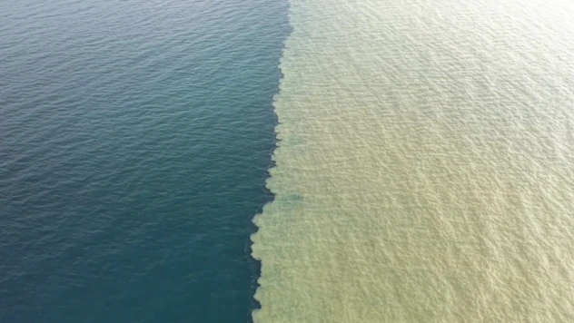 Yağışın ardından denizin rengi kahverengiye döndü