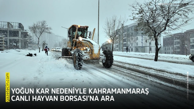 Yoğun kar nedeniyle Kahramanmaraş Canlı Hayvan Borsası'na ara