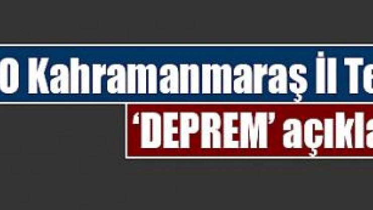 JMO Kahramanmaraş İl Temsilciliğinden 'DEPREM' açıklama!