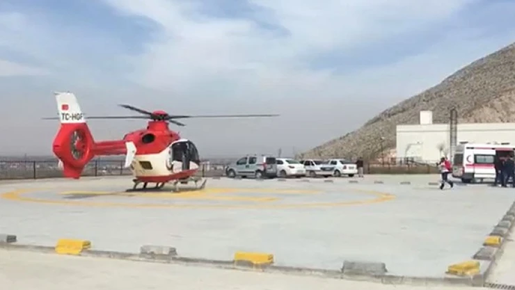 Ambulans helikopter Elbistan'dan havalandı!