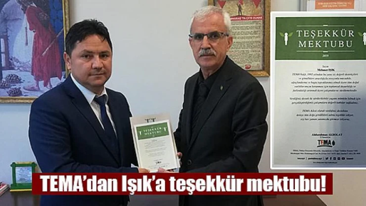 TEMA'dan Işık'a teşekkür mektubu!